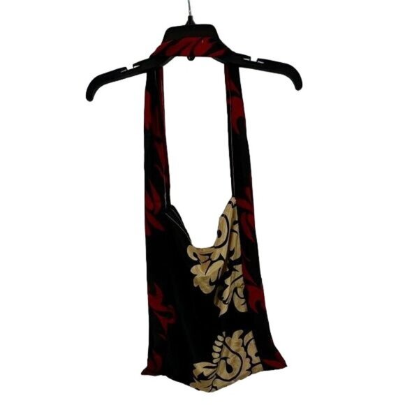 Vintage Beautiful Black Red Silk Shoulder Bag - Picture 2 of 4